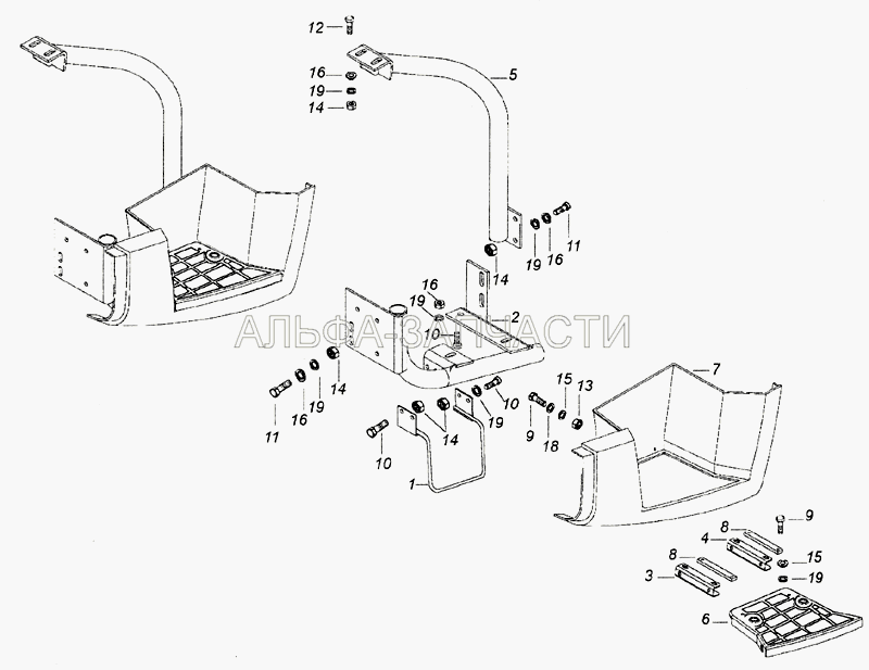 6560-8405011 Установка нижней подножки левая (1/59709/31 Болт М10х1,25-6gх35) 